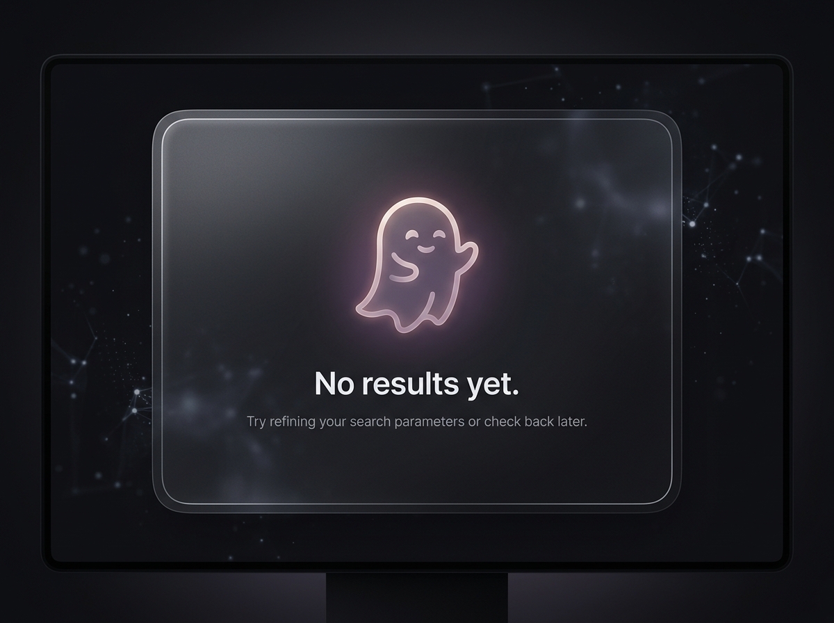 Premium empty state design with frosted glass card