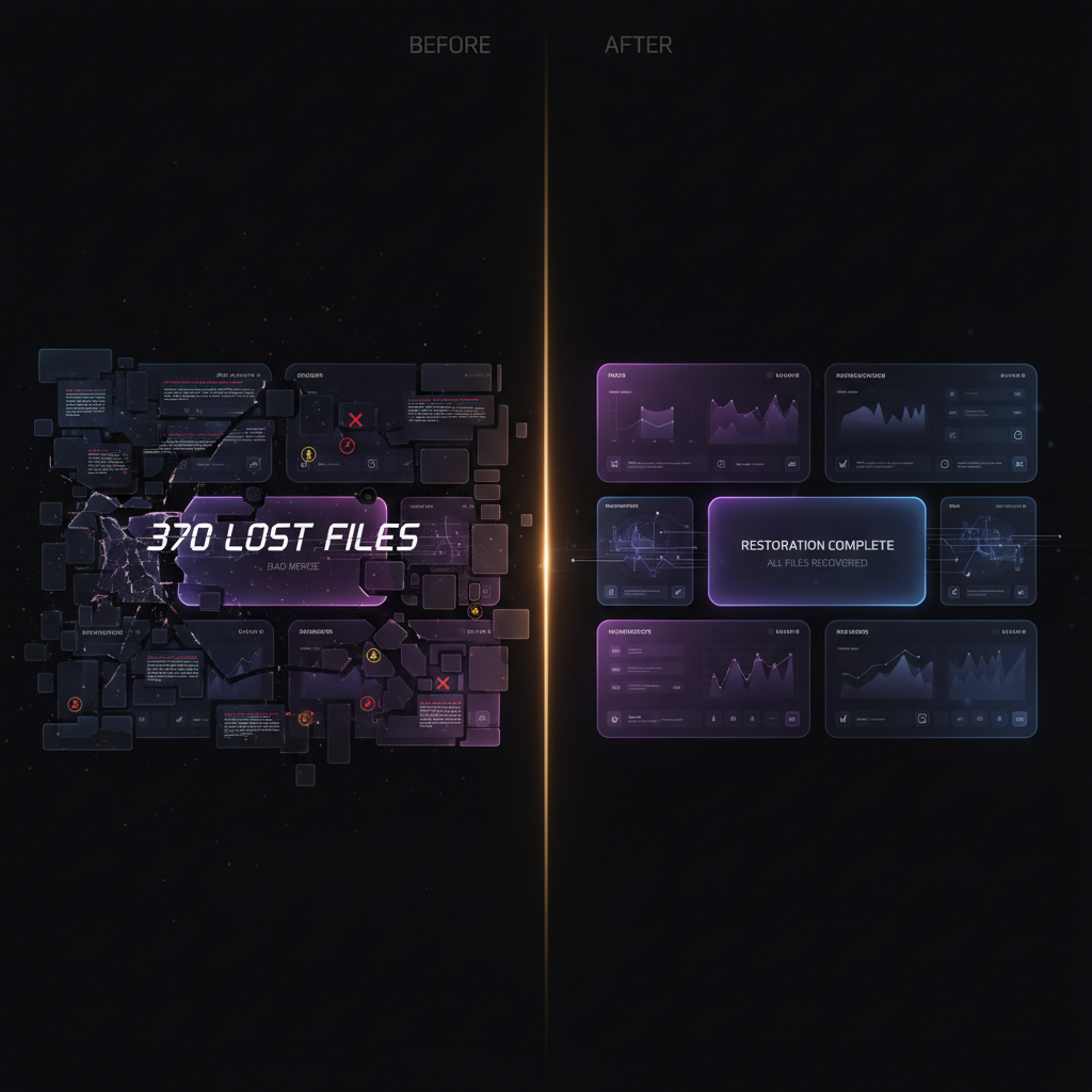 370 files restored — before and after