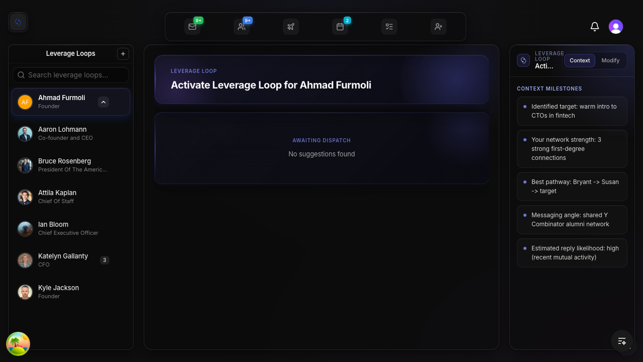 Leverage Loops view with indigo Context Panel