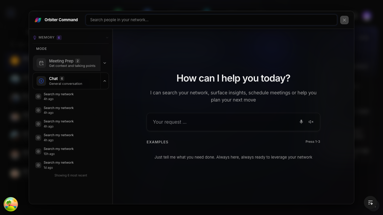 Copilot modal with mode picker and voice controls